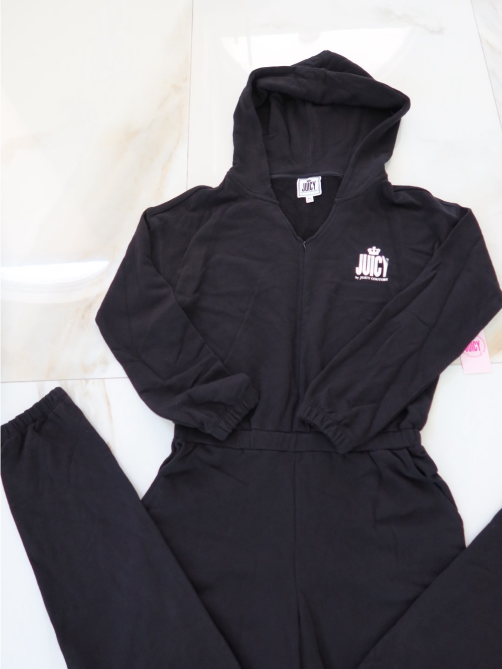 Juicy couture black hooded jumpsuit